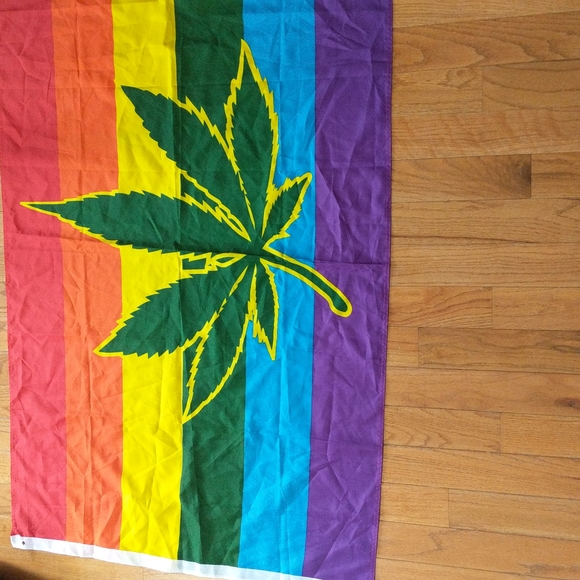 Whimsical pride rainbow marijuana weed flag - Picture 2 of 9